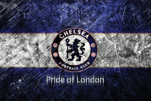 Logo Chelsea na porysowanym tle