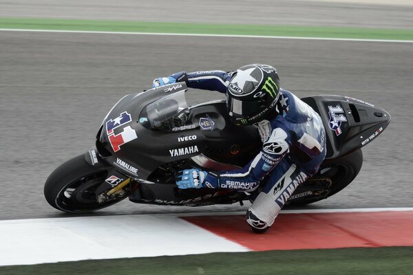 Motorcyclist on a Yamaha motorcycle