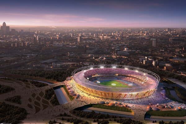 Das britische Olympiastadion aus der Luft