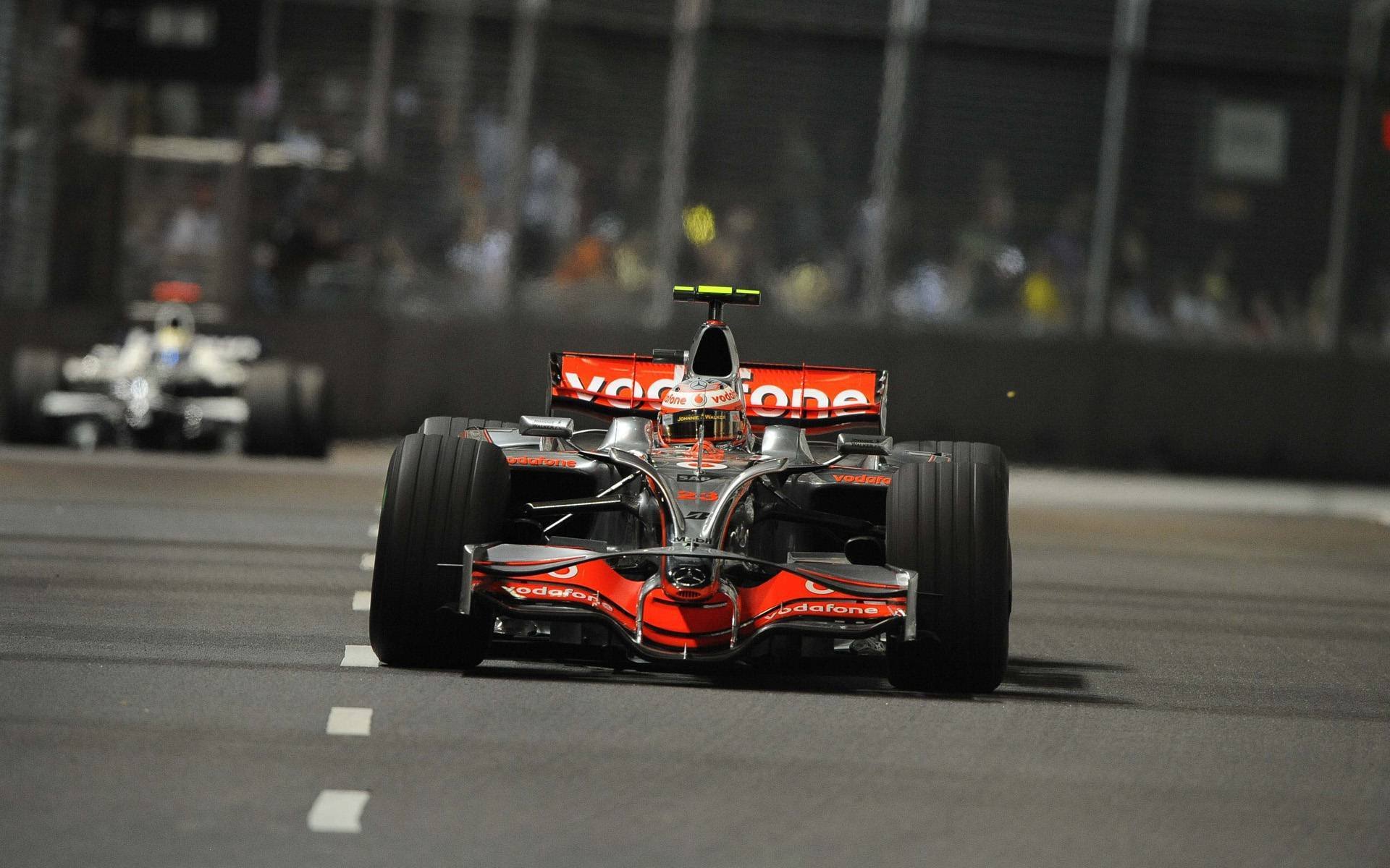 lumières nuit vodafone mclaren mercedes voiture de course mclaren mp4-23 heikki kovalainen grand prix de singapour 2008 marina bay street circuits marina bay vitesse course piste piste formule 1 f1 formule 1 photo