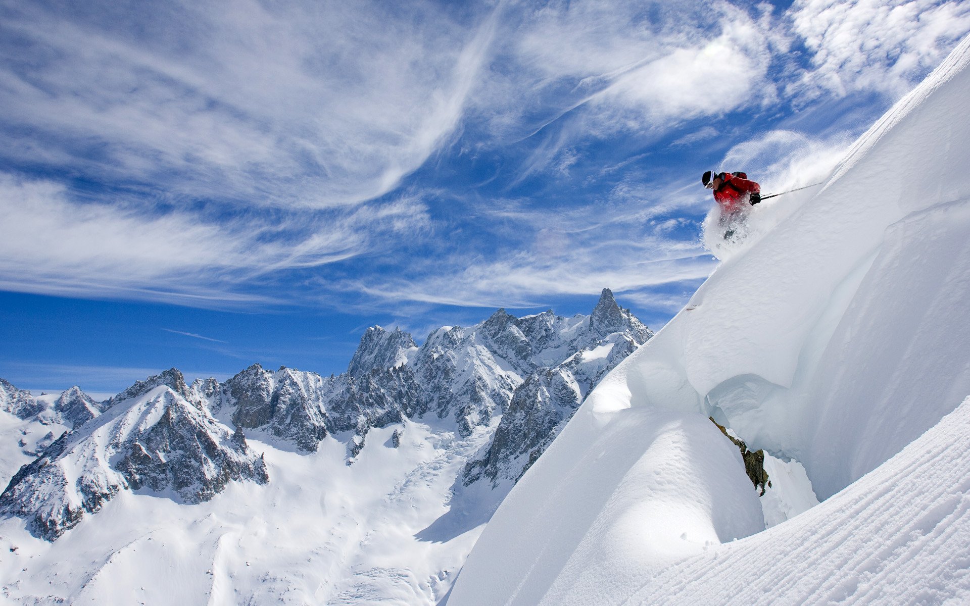 skifahren skifahrer schnee berge himmel wolken