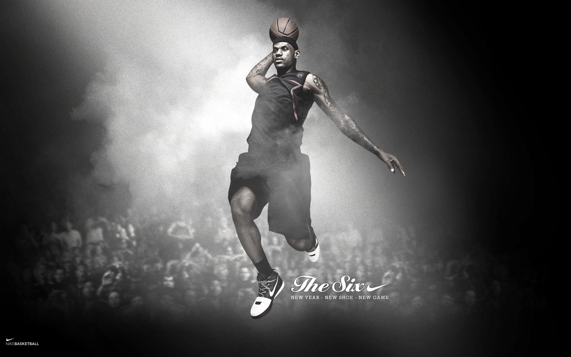 giocatore di basket lebron james nike salto palla