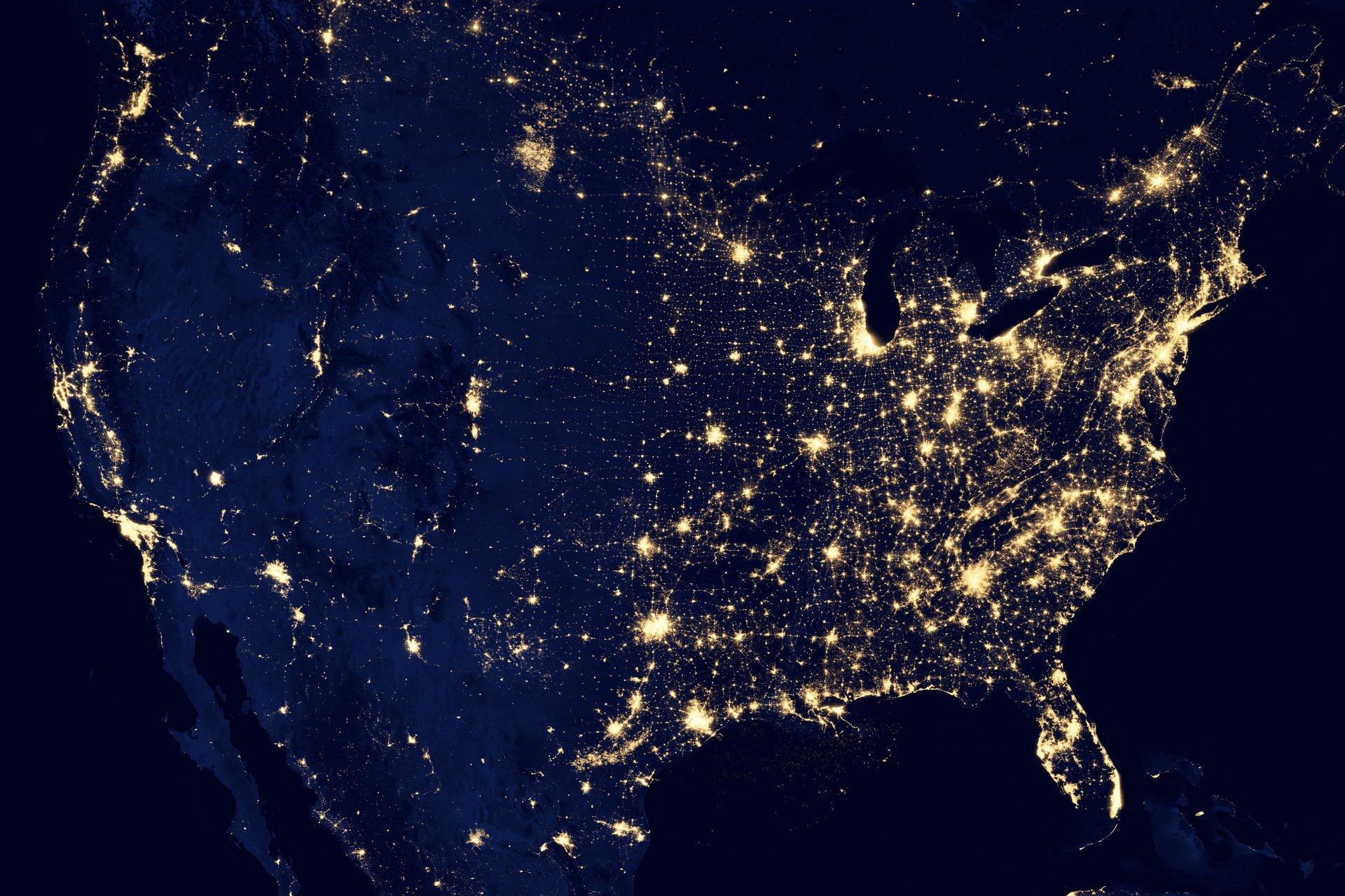 planète nuit amérique du nord états-unis terre lumières