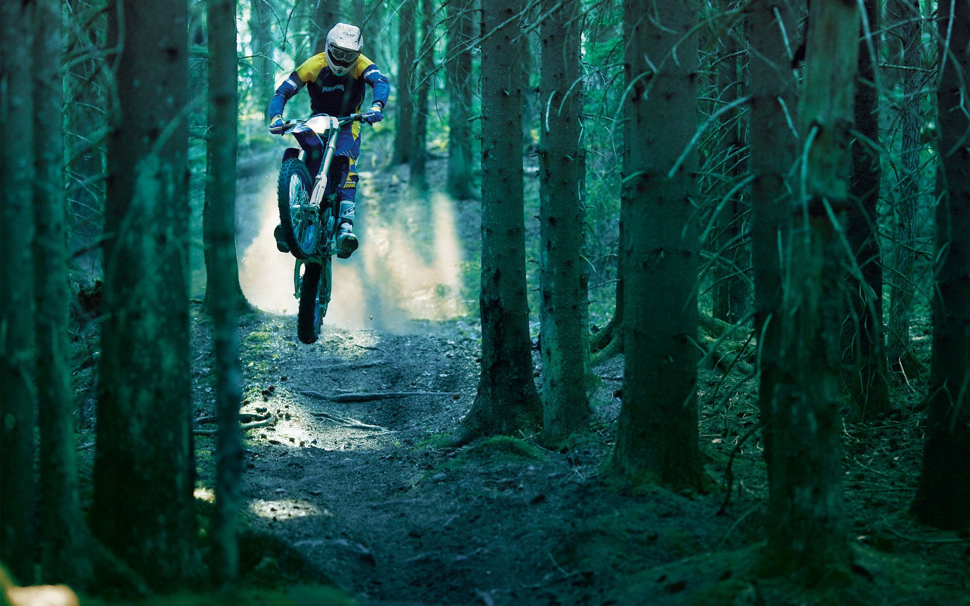 cross bike jump forest