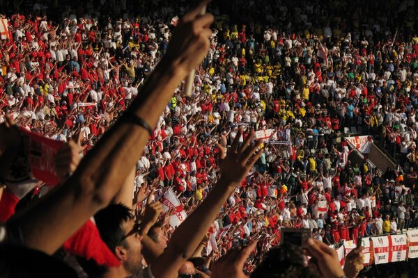 Fans at the stadium of the Premier League of England