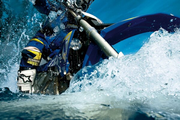 Extreme water racing on a moto