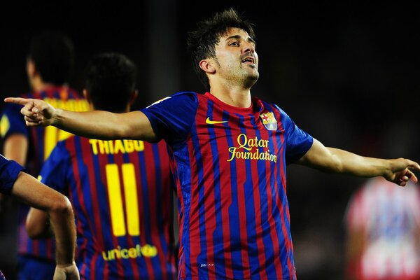 David Villa celebra el gol marcado