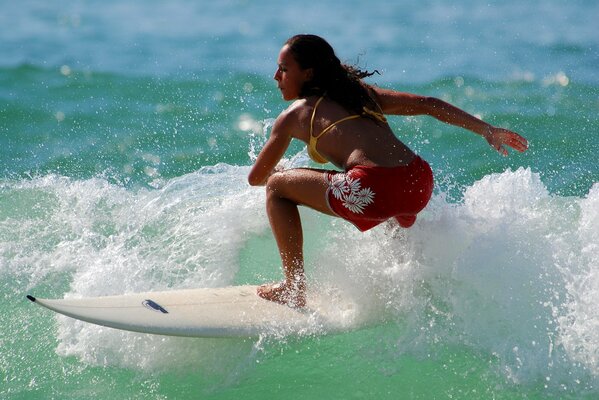 Girl on the surf water sport