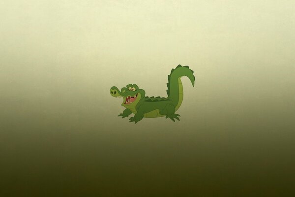 Cartoon crocodile on a green background