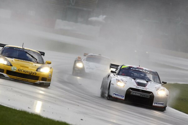 Race race on a wet track