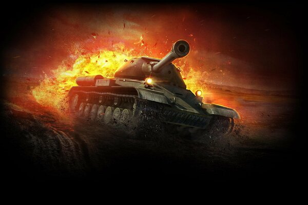 Un carro armato in fiamme dal gioco World of tanks