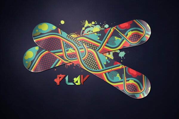 Beautiful snowboards with patterns art