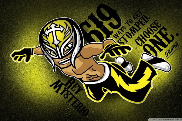 Wrestler messicano in maschera gialla