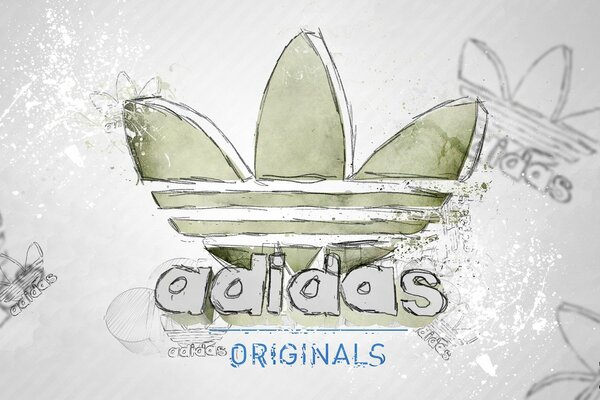 Logotipo de Adidas pintado sobre fondo gris