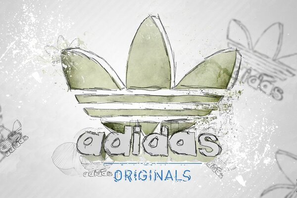 Logo Adidas dessiné sur fond gris