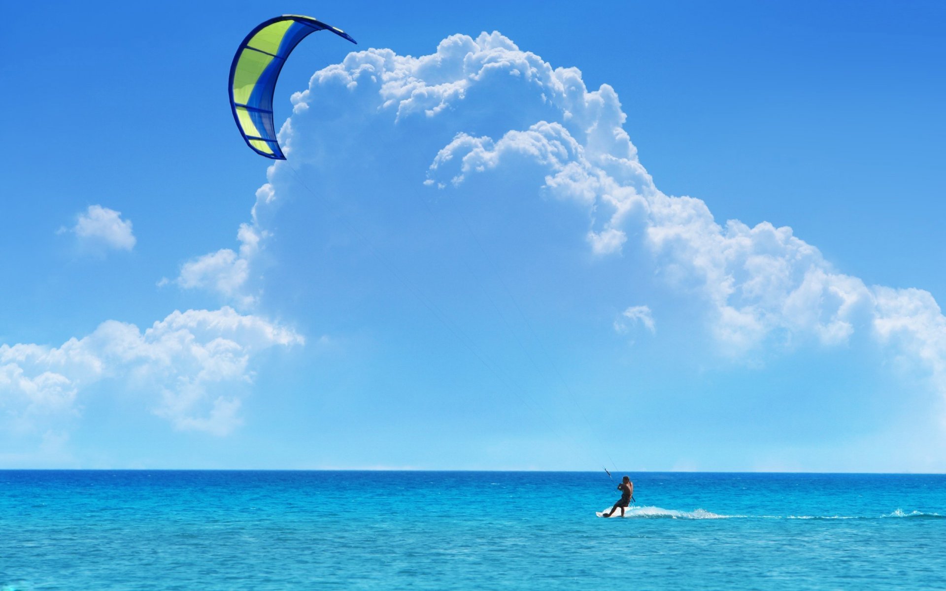 kiting surfing sky clouds sea