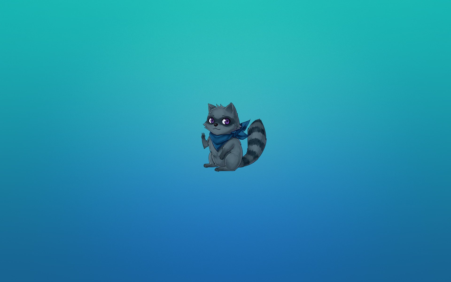 raccoon striped anime tail animal bluish background