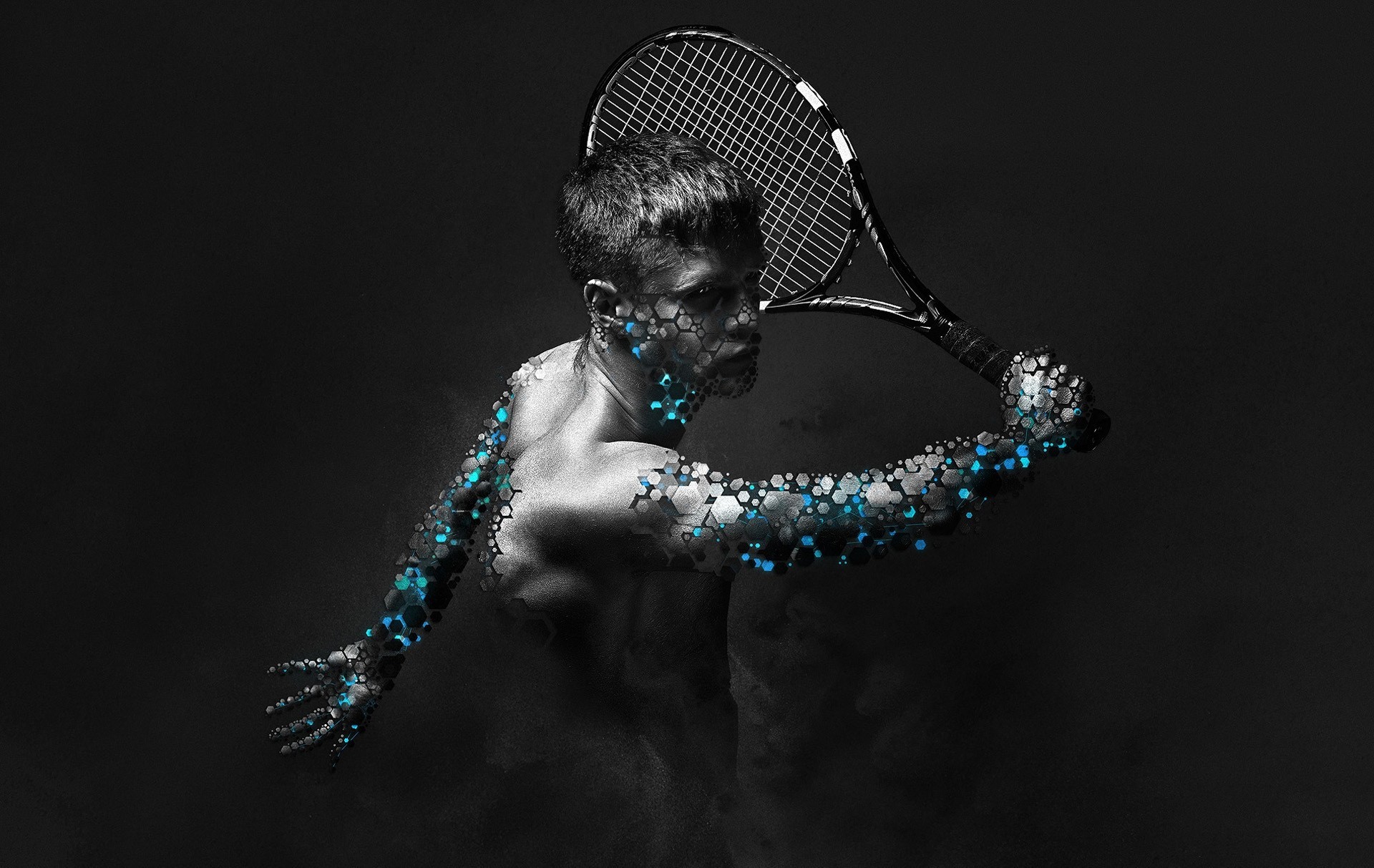 arte uomo gioco grande racchetta tennis sport