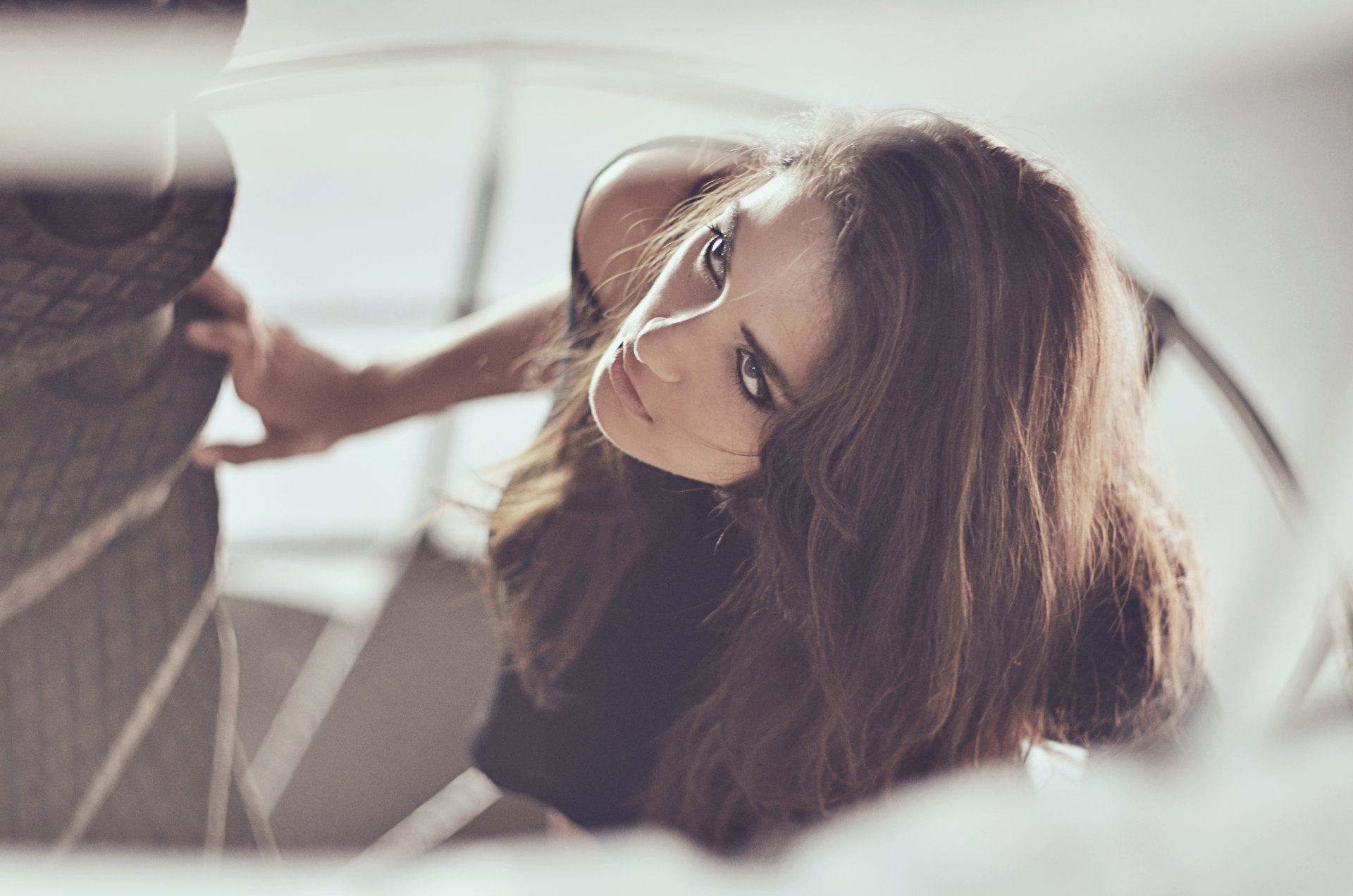 mädchen braunhaarige make-up blick