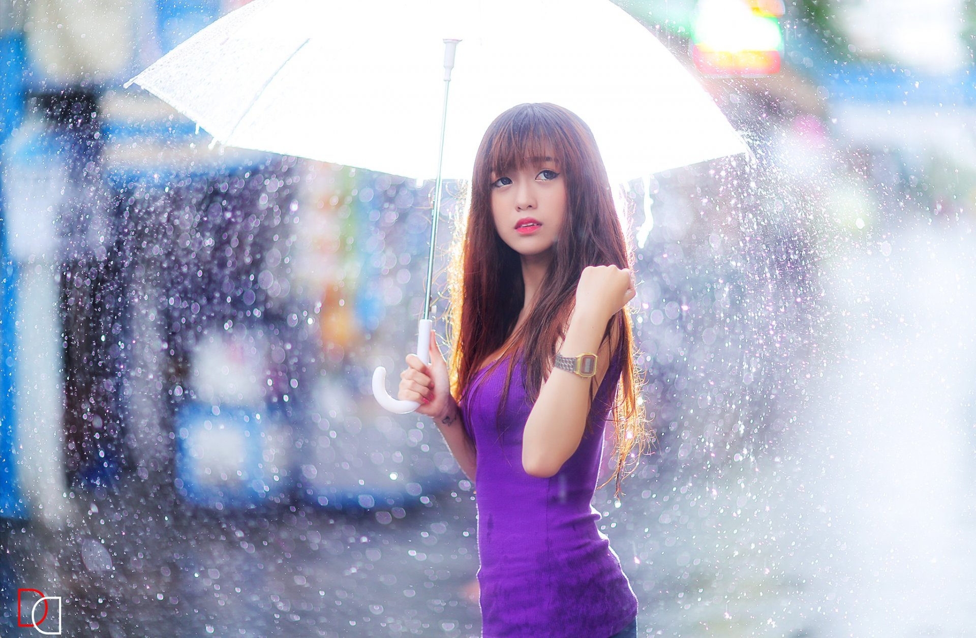 girl asian umbrella rain