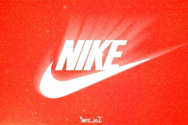 Emblema de Nike sobre fondo rojo