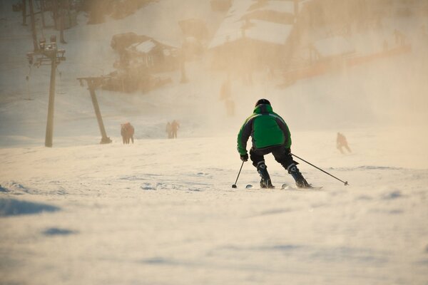 The skier goes early in the morning