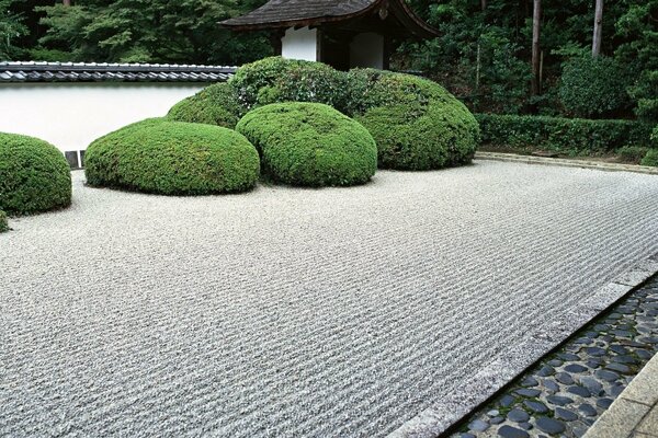 Jardin japonais avec de grosses pierres