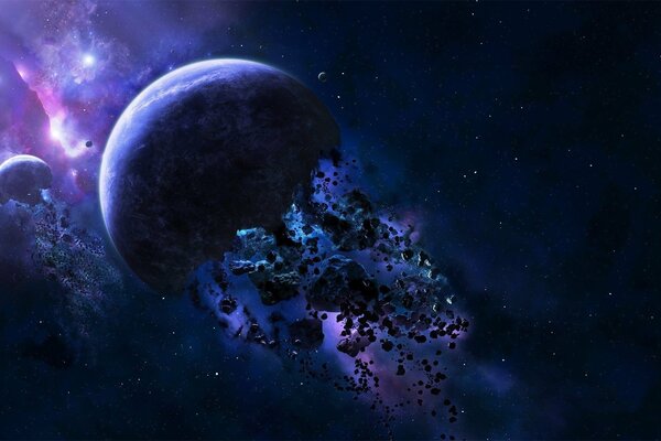 Frammenti di asteroidi volanti nello spazio