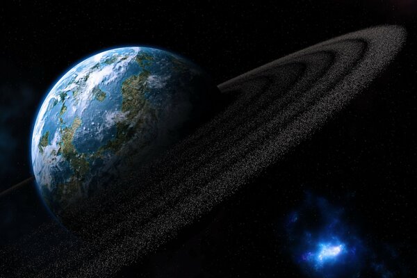 Cinturón de asteroides alrededor del planeta tierra