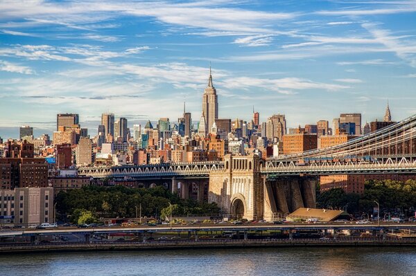 Brooklyn Bridge in New York in Manhattan