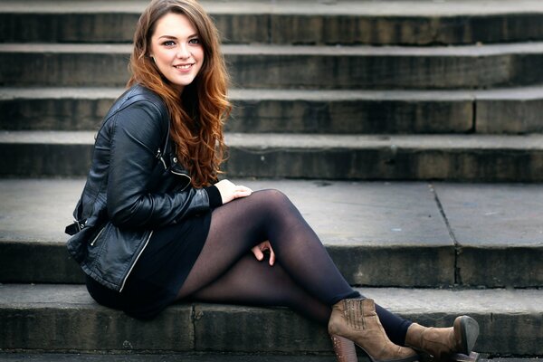 Modelo en las escaleras de Londres