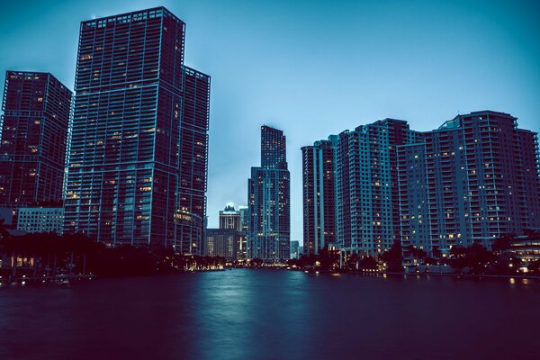 Lake in the park of a large metropolis