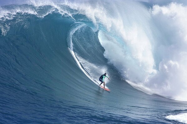 Surfing big waves in the ocean