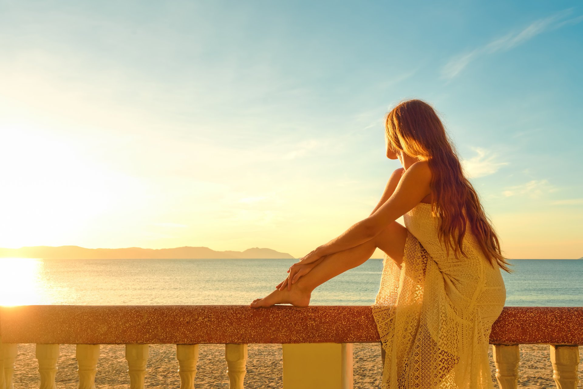 model dress feet sea sunset