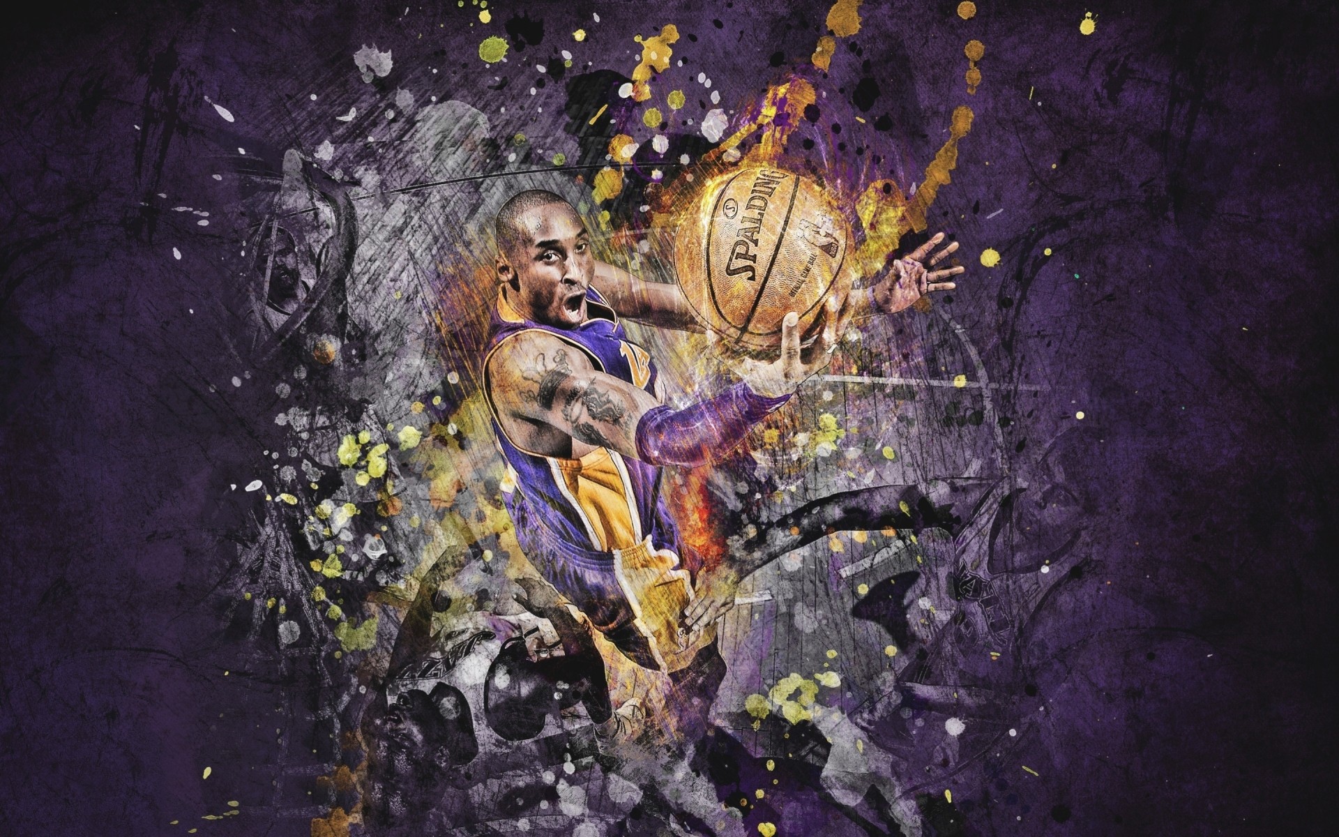 palding ball lakers kobe basketball zeichnung plattenspieler