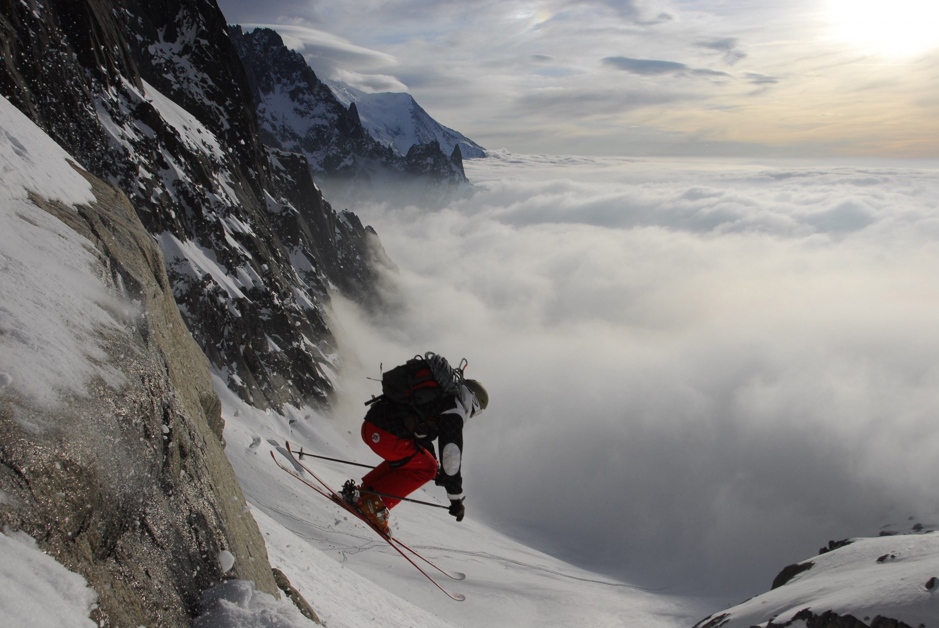 schnee himmel tapete wolken berg sport skifahrer ski abstieg