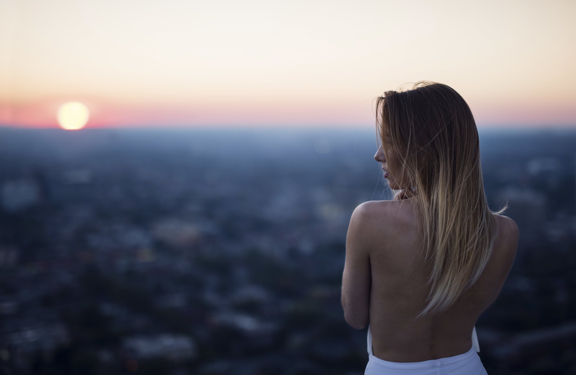 jesse herzog horizon girl sun sunset bokeh