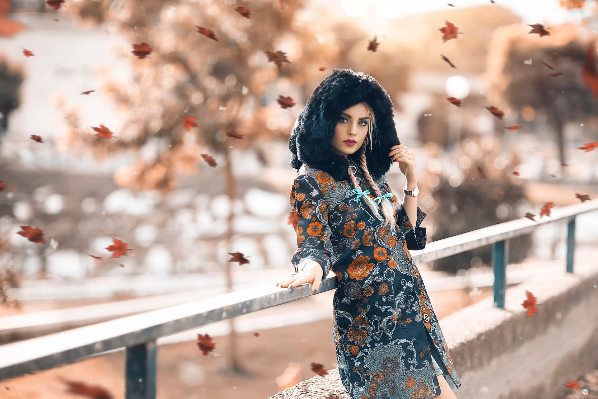 autumn beauty girl leaf alessandro di cicco