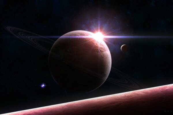 Planeta Saturn. Jasne światło