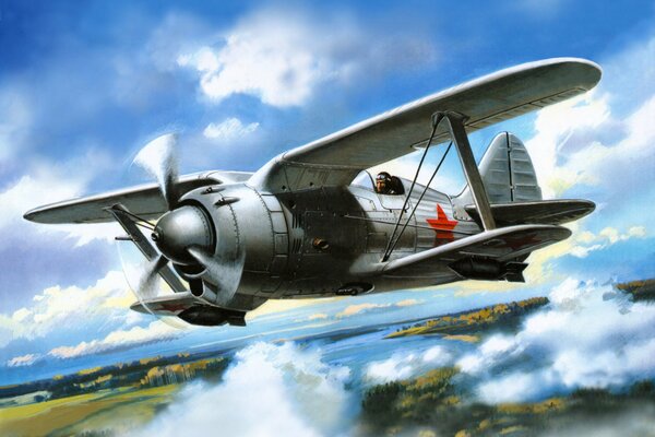 Radziecki myśliwiec i -190 leci nad ziemią