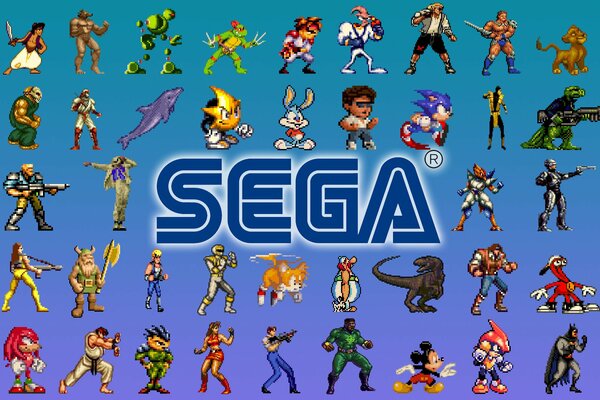 Personajes pixelados de los juegos de Sega