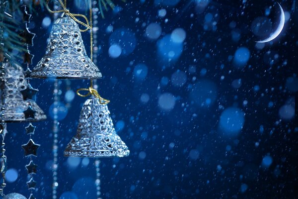 Decoration Christmas bells in blue