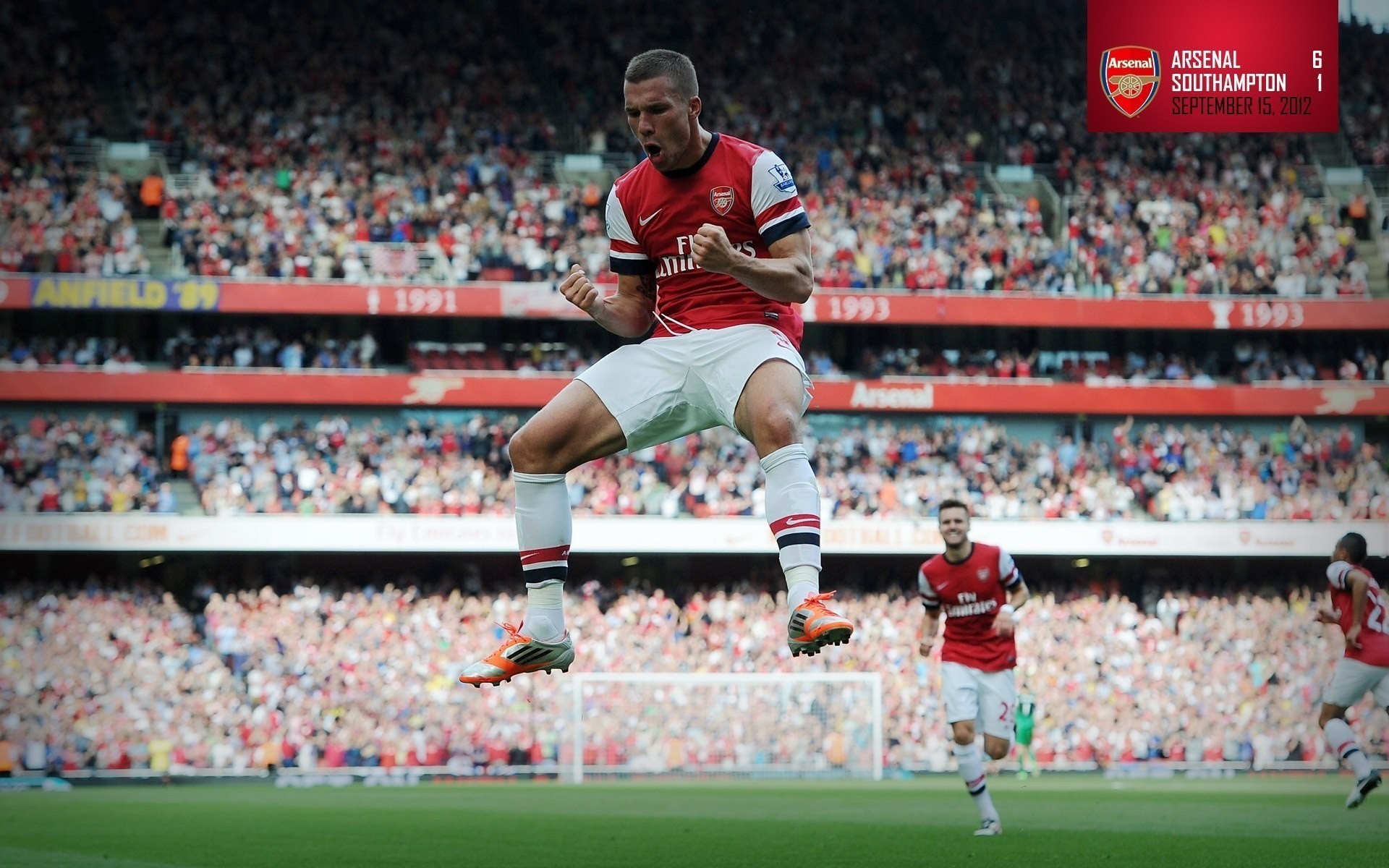 club de football arsenal de londres arsenal lukas podolski gunners artilleurs football homme fond stade