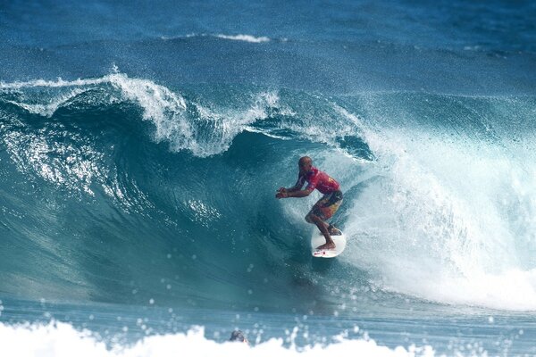 Surfer on the wave. High surf