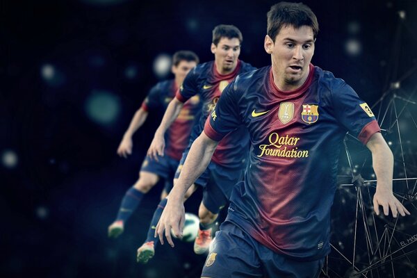 Lionel Messi migająca piłka. Piłkarz