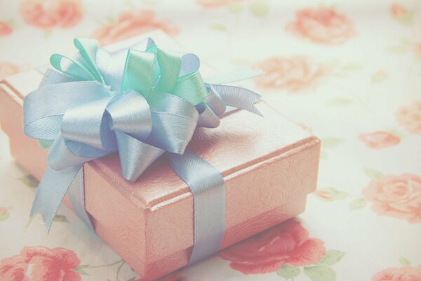 Festively packed box in pastel colors