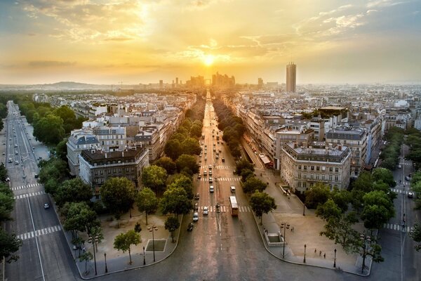 Панорама сверху на город Париж