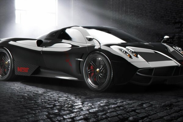 Coche negro Pagani supercar