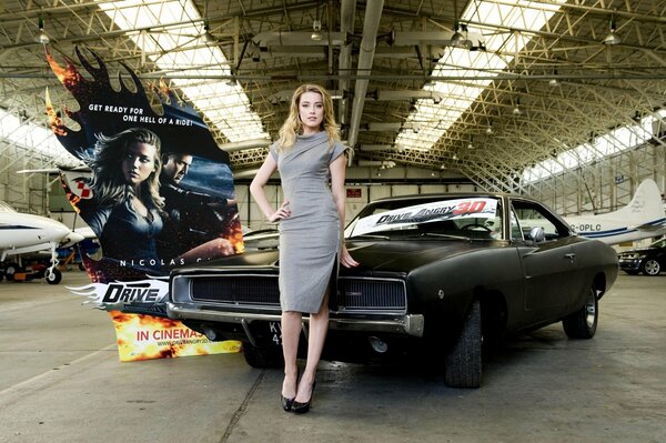 Actress Amber Heard and the black car