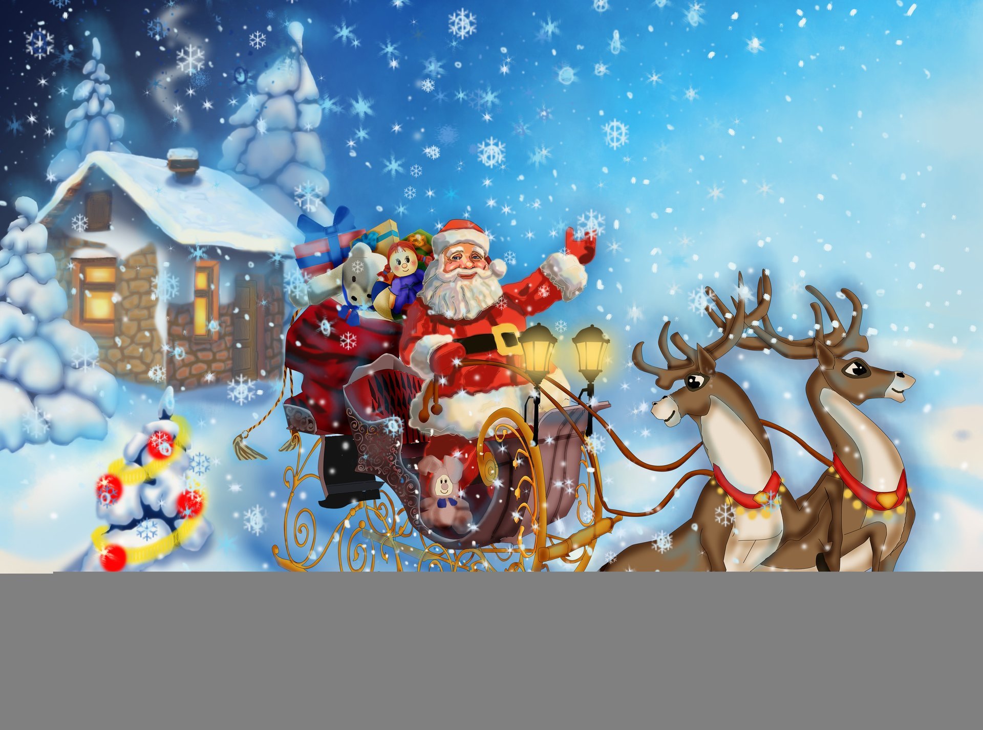 house reindeer snow merry christmas christmas tree santa claus is coming new year